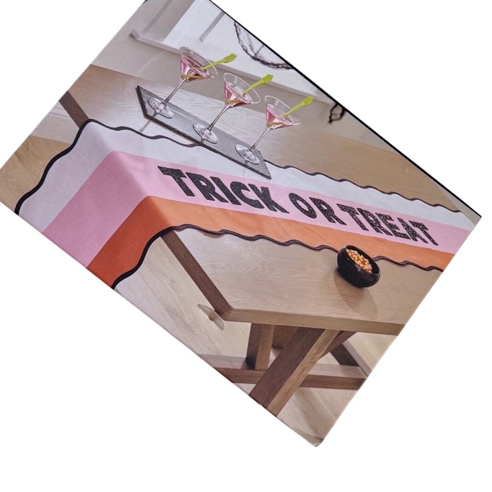 iDesign Table Runner Unisex 15x80 Multicolor New Trick Or Treat Glitter Scallop